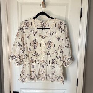 Cato Cream Embroidered Blouse